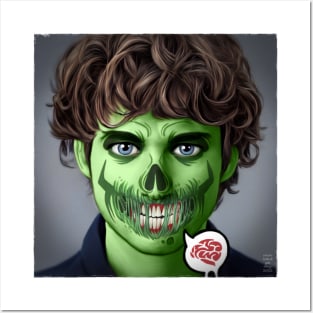 Green Zombie Will Graham with Brain Posters and Art